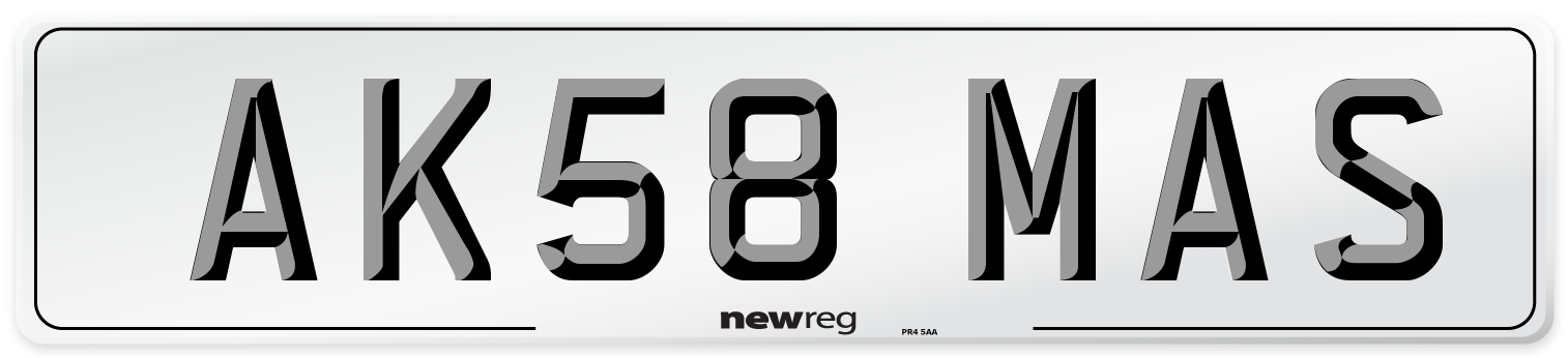 AK58 MAS Number Plate from New Reg